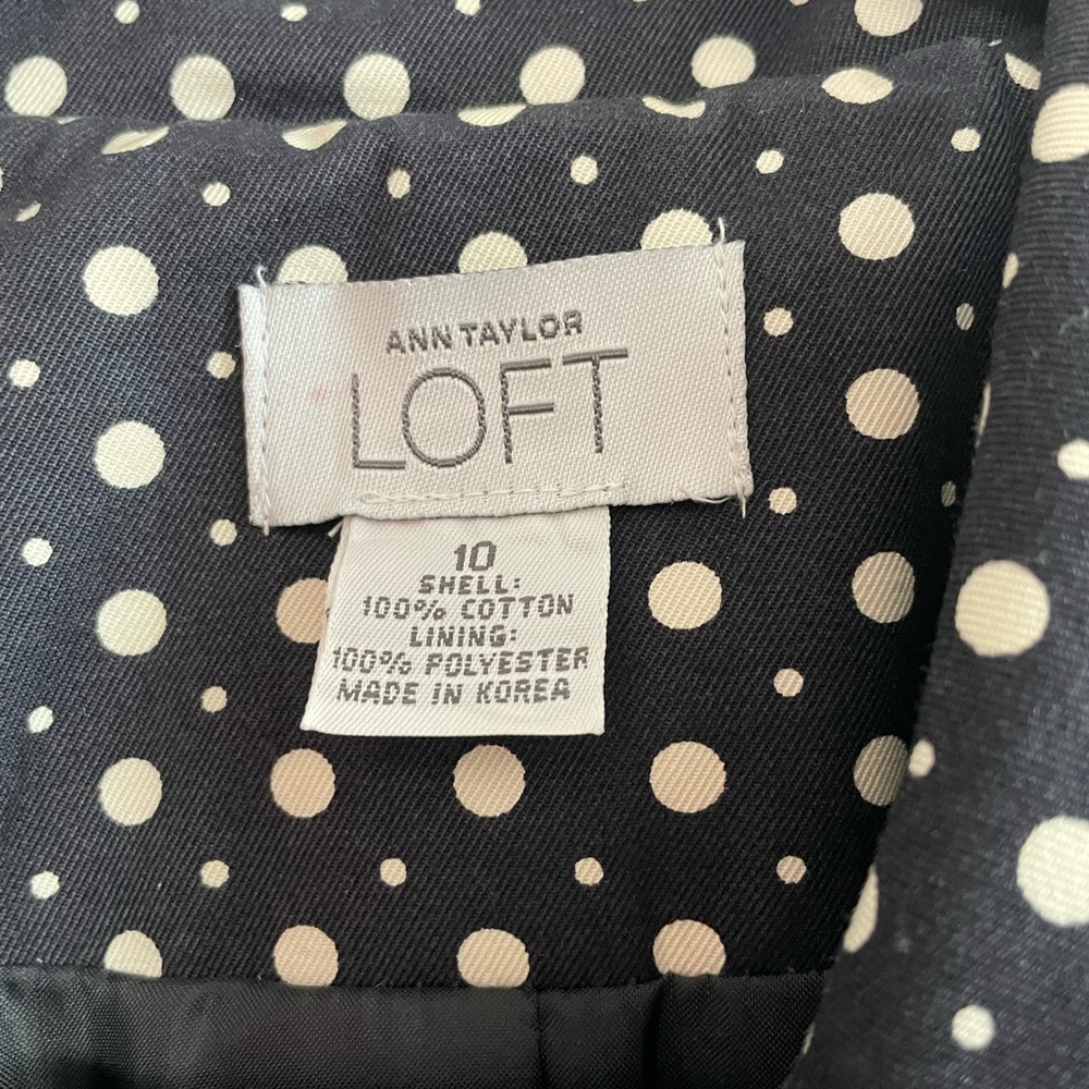 Loft Black Polka Dot Button Front Collared Spring… - image 2